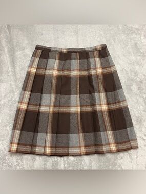 Vintage Signet Sportswear New York Wool Plaid Pleated Wrap Skirt Size 42 USA
